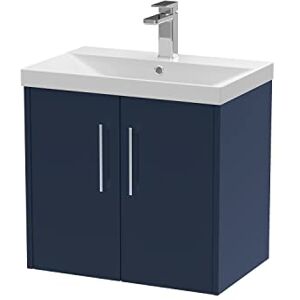 Hudson Reed JNU2923D Juno Modern Bathroom Wall Hung 2 Soft Close Door Vanity Unit and Thin-Edge Basin, 600mm, Midnight Blue Hudson Reed JNU2923D Juno Modern Bathroom Wall Hung 2 Soft Close Door Vanity Unit and Thin-Edge Basin, 600mm, Midnight Blue