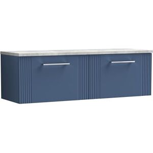 nuie DPF394LBG2 Deco Modern Bathroom Wall Hung 2 Soft Close Drawer Vanity Unit and Bellato Grey Laminate Worktop, 1200mm, Satin Blue nuie DPF394LBG2 Deco Modern Bathroom Wall Hung 2 Soft Close Drawer Vanity Unit and Bellato Grey Laminate Worktop, 1200mm, Satin Blue