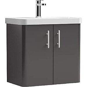 nuie COR90533 Core Modern Bathroom Furniture Bundle-Wall Hung 2 Soft Close Door Vanity Basin Unit & Knurled Bar Handle, 600mm, Gloss Grey Mist/Satin Chrome nuie COR90533 Core Modern Bathroom Furniture Bundle-Wall Hung 2 Soft Close Door Vanity Basin Unit & Knurled Bar Handle, 600mm, Gloss Grey Mist/Satin Chrome