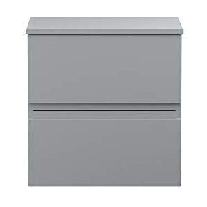 Hudson Reed URB202W Urban Modern Bathroom Wall Hung Vanity Basin Cabinet Unit with 2 Soft Close Drawers and Worktop, 500mm, Satin Grey Hudson Reed URB202W Urban Modern Bathroom Wall Hung Vanity Basin Cabinet Unit with 2 Soft Close Drawers and Worktop, 500mm, Satin Grey