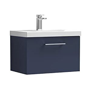 nuie ARN2922A Arno Modern Bathroom Wall Hung 1 Soft Close Drawer Vanity Unit and Mid-Edge Basin, 600mm, Midnight Blue nuie ARN2922A Arno Modern Bathroom Wall Hung 1 Soft Close Drawer Vanity Unit and Mid-Edge Basin, 600mm, Midnight Blue