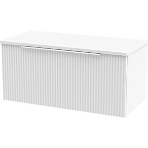 Hudson Reed DFF196W Fluted Modern Bathroom Wall Hung 1 Drawer Vanity Unit with Colour Match Worktop, 800mm, Satin White Hudson Reed DFF196W Fluted Modern Bathroom Wall Hung 1 Drawer Vanity Unit with Colour Match Worktop, 800mm, Satin White