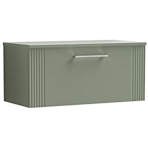nuie DPF896W Deco Modern Bathroom Wall Hung 1 Drawer Part Fluted Vanity Basin Unit with Worktop, 800mm, Satin Green nuie DPF896W Deco Modern Bathroom Wall Hung 1 Drawer Part Fluted Vanity Basin Unit with Worktop, 800mm, Satin Green