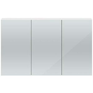 Hudson Reed QUA009 Quartet ǀ Modern Bathroom Wall Hung 3 Soft Close Door Mirror Cabinet, 1350mm, Gloss White Hudson Reed QUA009 Quartet ǀ Modern Bathroom Wall Hung 3 Soft Close Door Mirror Cabinet, 1350mm, Gloss White