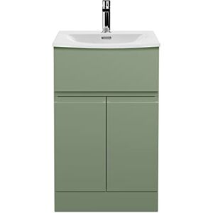 Hudson Reed URB801G Urban Modern Bathroom Floor Standing 2 Door 1 Drawer Vanity Basin Unit with Curved Ceramic Basin, 500mm, Satin Green Hudson Reed URB801G Urban Modern Bathroom Floor Standing 2 Door 1 Drawer Vanity Basin Unit with Curved Ceramic Basin, 500mm, Satin Green