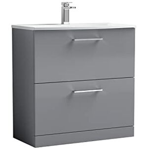 nuie ARN2235G Arno Floor Standing 2 Drawer Vanity Unit & Curved Ceramic Basin, 800mm, Satin Grey nuie ARN2235G Arno Floor Standing 2 Drawer Vanity Unit & Curved Ceramic Basin, 800mm, Satin Grey
