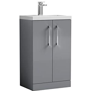 nuie PAL030E Arno Floor Standing 2 Door Vanity Unit & Ceramic Basin, 500mm, Satin Grey nuie PAL030E Arno Floor Standing 2 Door Vanity Unit & Ceramic Basin, 500mm, Satin Grey