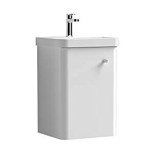 nuie COR101 Core Modern Bathroom Wall Hung 1 Door Vanity Unit and 1 Tap Hole Ceramic Basin, 589 x 405 x 355mm, Gloss White nuie COR101 Core Modern Bathroom Wall Hung 1 Door Vanity Unit and 1 Tap Hole Ceramic Basin, 589 x 405 x 355mm, Gloss White