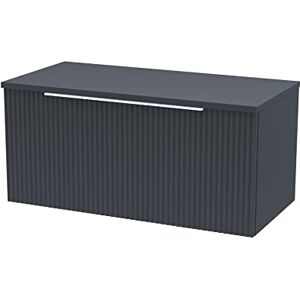Hudson Reed DFF1496W Fluted Modern Bathroom Wall Hung 1 Drawer Vanity Unit with Colour Match Worktop, 800mm, Soft Black Hudson Reed DFF1496W Fluted Modern Bathroom Wall Hung 1 Drawer Vanity Unit with Colour Match Worktop, 800mm, Soft Black