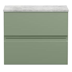 Hudson Reed URB804LBG Urban Modern Bathroom Wall Hung 2 Drawer Vanity Unit with Laminate Worktop Bellato Grey, 600mm, Satin Green Hudson Reed URB804LBG Urban Modern Bathroom Wall Hung 2 Drawer Vanity Unit with Laminate Worktop Bellato Grey, 600mm, Satin Green