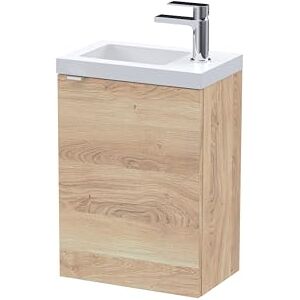 Hudson Reed CBI3037 Fusion Modern Bathroom Wall Hung 1 Soft Close Door Vanity and Polymarble Basin Unit, 400mm, Bleached Oak Hudson Reed CBI3037 Fusion Modern Bathroom Wall Hung 1 Soft Close Door Vanity and Polymarble Basin Unit, 400mm, Bleached Oak