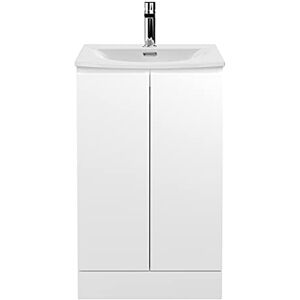 Hudson Reed Modern Bathroom Floor Standing 2 Soft Close Doors Vanity Unit with Round Ceramic Basin with 30mm Profile, 500mm, Satin White, Wood Hudson Reed Modern Bathroom Floor Standing 2 Soft Close Doors Vanity Unit with Round Ceramic Basin with 30mm Profile, 500mm, Satin White, Wood