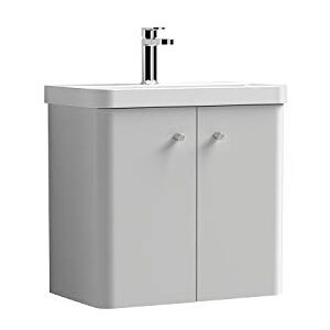 nuie COR405 Core Modern Bathroom Wall Hung 2 Door Vanity Unit and 1 Tap Hole Ceramic Basin, 589 x 605 x 355mm, Gloss Grey Mist nuie COR405 Core Modern Bathroom Wall Hung 2 Door Vanity Unit and 1 Tap Hole Ceramic Basin, 589 x 605 x 355mm, Gloss Grey Mist