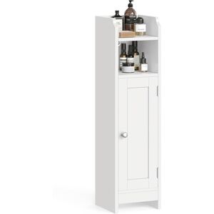 VASAGLE Slim Bathroom Floor Storage Cabinet with Door and Shelves, Freestanding Bathroom Storage Unit, Narrow Bathroom Toilet Paper Storage Cabinet, Adjustable Shelves, White BBC310W01 VASAGLE Slim Bathroom Floor Storage Cabinet with Door and Shelves, Freestanding Bathroom Storage Unit, Narrow Bathroom Toilet Paper Storage Cabinet, Adjustable Shelves, White BBC310W01