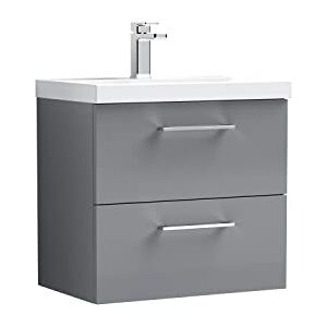 nuie ARN2224D Arno Wall Hung 2 Drawer Vanity Unit & Thin-Edge Ceramic Basin, 600mm, Satin Grey nuie ARN2224D Arno Wall Hung 2 Drawer Vanity Unit & Thin-Edge Ceramic Basin, 600mm, Satin Grey