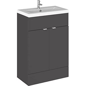 Hudson Reed CBI907A Fusion Modern Bathroom 2 Door Floor Standing Vanity Unit and Full Depth Ceramic Basin, 600mm, Gloss Grey Hudson Reed CBI907A Fusion Modern Bathroom 2 Door Floor Standing Vanity Unit and Full Depth Ceramic Basin, 600mm, Gloss Grey