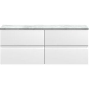 Hudson Reed URB104LBG2 Urban Modern Bathroom Wall Hung 4 Soft Close Drawer Vanity Unit and Bellato Grey Laminate Worktop, 1200mm, Satin White Hudson Reed URB104LBG2 Urban Modern Bathroom Wall Hung 4 Soft Close Drawer Vanity Unit and Bellato Grey Laminate Worktop, 1200mm, Satin White