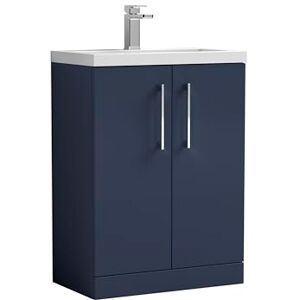 nuie PAL035 Arno Compact Modern Bathroom Floor Standing 2 Soft Close Door Cloakroom Vanity Unit with Polymarble Basin, 600mm, Midnight Blue nuie PAL035 Arno Compact Modern Bathroom Floor Standing 2 Soft Close Door Cloakroom Vanity Unit with Polymarble Basin, 600mm, Midnight Blue