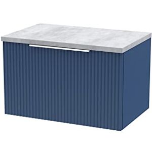 Hudson Reed DFF394LBG Fluted Modern Bathroom Wall Hung 1 Drawer Vanity Unit with Bellato Grey Laminate Worktop, 600mm, Satin Blue Hudson Reed DFF394LBG Fluted Modern Bathroom Wall Hung 1 Drawer Vanity Unit with Bellato Grey Laminate Worktop, 600mm, Satin Blue