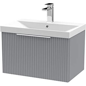Hudson Reed DFF294D Fluted Modern Bathroom Wall Hung 1 Drawer Vanity Basin Unit with Thin-Edge Ceramic Basin, 600mm, Satin Grey Hudson Reed DFF294D Fluted Modern Bathroom Wall Hung 1 Drawer Vanity Basin Unit with Thin-Edge Ceramic Basin, 600mm, Satin Grey