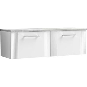 nuie DPF194LBG2 Deco Modern Bathroom Wall Hung 2 Soft Close Drawer Vanity Unit and Bellato Grey Laminate Worktop, 1200mm, Satin White nuie DPF194LBG2 Deco Modern Bathroom Wall Hung 2 Soft Close Drawer Vanity Unit and Bellato Grey Laminate Worktop, 1200mm, Satin White