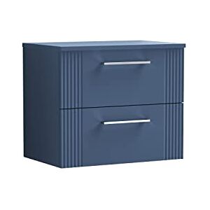 nuie DPF393W Deco Modern Bathroom Wall Hung 2 Drawer Part Fluted Vanity Basin Unit with Worktop, Satin Blue nuie DPF393W Deco Modern Bathroom Wall Hung 2 Drawer Part Fluted Vanity Basin Unit with Worktop, Satin Blue