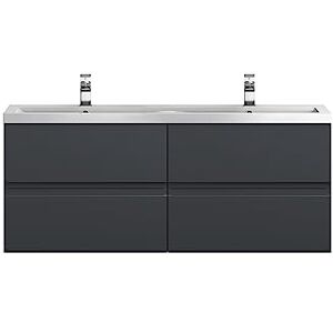 Hudson Reed URB1404F Urban Modern Bathroom Wall Hung 4 Drawer Bathroom Vanity Unit & Double Ceramic Basin, 1200mm, Soft Black Hudson Reed URB1404F Urban Modern Bathroom Wall Hung 4 Drawer Bathroom Vanity Unit & Double Ceramic Basin, 1200mm, Soft Black