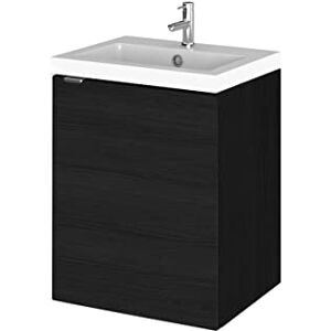 Hudson Reed CBI639 Fusion Modern Bathroom Wall Hung 1 Door Vanity Unit and Polymarble Basin, 579 x 405 x 360mm, Woodgrain Charcoal Black Hudson Reed CBI639 Fusion Modern Bathroom Wall Hung 1 Door Vanity Unit and Polymarble Basin, 579 x 405 x 360mm, Woodgrain Charcoal Black