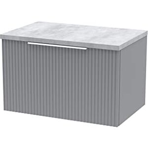 Hudson Reed DFF294LBG Fluted Modern Bathroom Wall Hung 1 Drawer Vanity Unit with Bellato Grey Laminate Worktop, 600mm, Satin Grey Hudson Reed DFF294LBG Fluted Modern Bathroom Wall Hung 1 Drawer Vanity Unit with Bellato Grey Laminate Worktop, 600mm, Satin Grey