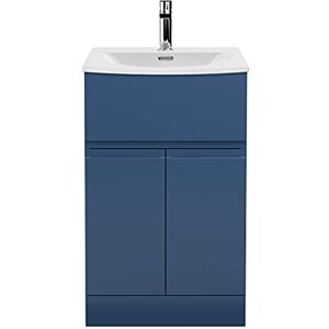 Hudson Reed URB301G Urban Modern Bathroom Floor Standing 2 Soft Close Doors and 1 Drawer Vanity Unit with Round Ceramic Basin with 30mm Profile, 500mm, Satin Blue Hudson Reed URB301G Urban Modern Bathroom Floor Standing 2 Soft Close Doors and 1 Drawer Vanity Unit with Round Ceramic Basin with 30mm Profile, 500mm, Satin Blue