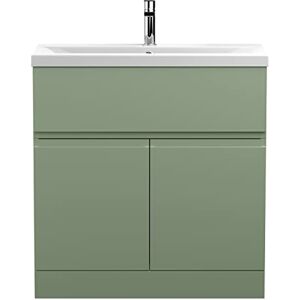 Hudson Reed URB805A Urban Modern Bathroom Floor Standing 2 Door 1 Drawer Vanity Basin Unit with Mid-Edge Ceramic Basin, 800mm, Satin Green Hudson Reed URB805A Urban Modern Bathroom Floor Standing 2 Door 1 Drawer Vanity Basin Unit with Mid-Edge Ceramic Basin, 800mm, Satin Green