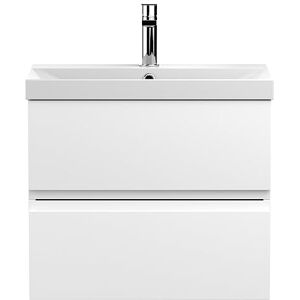 Hudson Reed URB104D Urban Modern Bathroom Wall Hung Vanity Basin Unit with 2 Soft Close Drawers and Ceramic 50mm Profile Sink, 600mm, Satin White Hudson Reed URB104D Urban Modern Bathroom Wall Hung Vanity Basin Unit with 2 Soft Close Drawers and Ceramic 50mm Profile Sink, 600mm, Satin White