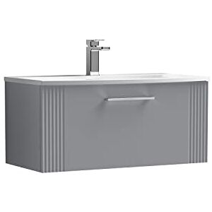 nuie DPF296G Deco Modern Bathroom Wall Hung 1 Drawer Part Fluted Vanity Unit with Curved Ceramic Basin, Satin Grey nuie DPF296G Deco Modern Bathroom Wall Hung 1 Drawer Part Fluted Vanity Unit with Curved Ceramic Basin, Satin Grey