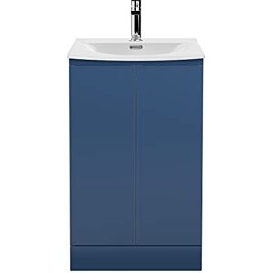 Hudson Reed URB307G Urban Modern Bathroom Floor Standing 2 Soft Close Doors Vanity Unit with Round Ceramic Basin with 30mm Profile, 500mm, Satin Blue Hudson Reed URB307G Urban Modern Bathroom Floor Standing 2 Soft Close Doors Vanity Unit with Round Ceramic Basin with 30mm Profile, 500mm, Satin Blue
