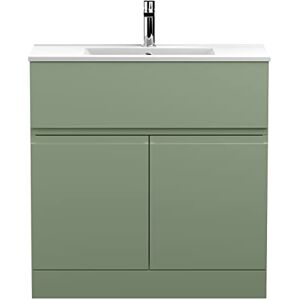 Hudson Reed URB805B Urban Modern Bathroom Floor Standing 2 Door 1 Drawer Vanity Basin Unit with Minimalist Ceramic Basin, 800mm, Satin Green Hudson Reed URB805B Urban Modern Bathroom Floor Standing 2 Door 1 Drawer Vanity Basin Unit with Minimalist Ceramic Basin, 800mm, Satin Green