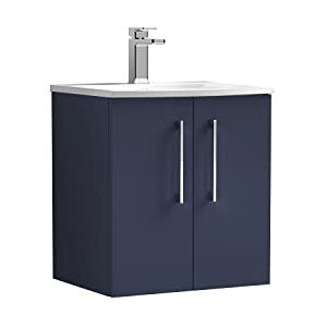 nuie ARN2921G Arno Modern Bathroom Wall Hung 2 Soft Close Door Vanity Unit and Curved Basin, 500mm, Midnight Blue nuie ARN2921G Arno Modern Bathroom Wall Hung 2 Soft Close Door Vanity Unit and Curved Basin, 500mm, Midnight Blue