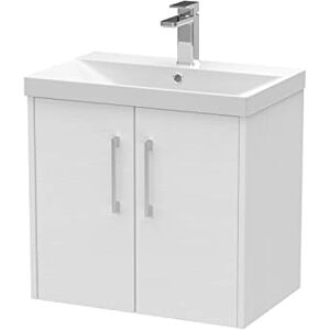 Hudson Reed JNU2123D Juno Modern Bathroom Wall Hung 2-Door Vanity with Thin-Edge Ceramic Basin, 600mm, Woodgrain White Ash Hudson Reed JNU2123D Juno Modern Bathroom Wall Hung 2-Door Vanity with Thin-Edge Ceramic Basin, 600mm, Woodgrain White Ash