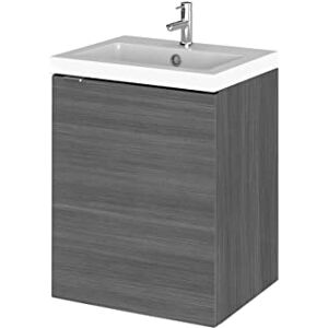 Hudson Reed CBI539 Fusion Modern Bathroom Wall Hung 1 Door Vanity Unit and Polymarble Basin, 579 x 405 x 360mm, Woodgrain Anthracite Hudson Reed CBI539 Fusion Modern Bathroom Wall Hung 1 Door Vanity Unit and Polymarble Basin, 579 x 405 x 360mm, Woodgrain Anthracite