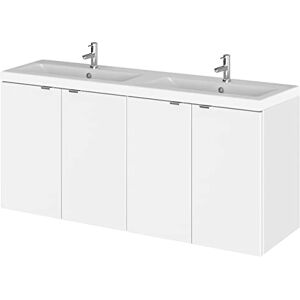 Hudson Reed CBI133A Fusion Modern Bathroom 4 Door Wall Hung Vanity Unit and Full Depth Double Ceramic Basin, 1200mm, Gloss White Hudson Reed CBI133A Fusion Modern Bathroom 4 Door Wall Hung Vanity Unit and Full Depth Double Ceramic Basin, 1200mm, Gloss White
