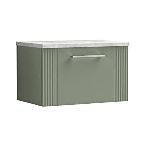nuie DPF894LBG Deco Modern Bathroom Wall Hung 1 Drawer Part Fluted Vanity Basin Unit with Laminate Bellato Grey Worktop, Satin Green nuie DPF894LBG Deco Modern Bathroom Wall Hung 1 Drawer Part Fluted Vanity Basin Unit with Laminate Bellato Grey Worktop, Satin Green