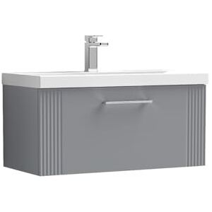 nuie DPF296D Deco Modern Bathroom Wall Hung 1 Drawer Part Fluted Vanity Unit with Thin-Edge Ceramic Basin, Satin Grey nuie DPF296D Deco Modern Bathroom Wall Hung 1 Drawer Part Fluted Vanity Unit with Thin-Edge Ceramic Basin, Satin Grey
