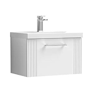 nuie DPF194D Deco Modern Bathroom Wall Hung 1 Drawer Part Fluted Vanity Unit with Thin-Edge Ceramic Basin, Satin White nuie DPF194D Deco Modern Bathroom Wall Hung 1 Drawer Part Fluted Vanity Unit with Thin-Edge Ceramic Basin, Satin White