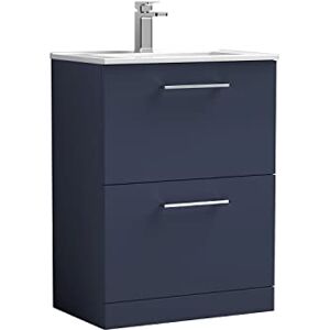 nuie ARN2933B Arno Modern Bathroom Floor Standing 2 Soft Close Drawer Vanity Unit and Minimalist Basin, 600mm, Midnight Blue nuie ARN2933B Arno Modern Bathroom Floor Standing 2 Soft Close Drawer Vanity Unit and Minimalist Basin, 600mm, Midnight Blue