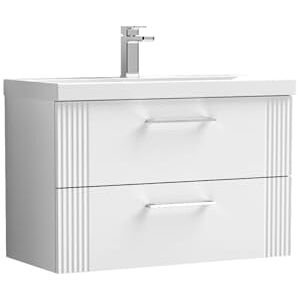 nuie DPF195D Deco Modern Bathroom Wall Hung 2 Drawer Part Fluted Vanity Unit with Thin-Edge Ceramic Basin, Satin White nuie DPF195D Deco Modern Bathroom Wall Hung 2 Drawer Part Fluted Vanity Unit with Thin-Edge Ceramic Basin, Satin White