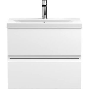 Hudson Reed URB104A Urban Modern Bathroom Wall Hung Vanity Basin Unit with 2 Soft Close Drawers and Ceramic 40mm Profile Sink, 600mm, Satin White Hudson Reed URB104A Urban Modern Bathroom Wall Hung Vanity Basin Unit with 2 Soft Close Drawers and Ceramic 40mm Profile Sink, 600mm, Satin White