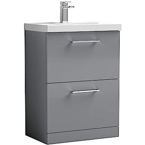 nuie ARN2233A Arno Floor Standing 2 Drawer Vanity Unit & Mid-Edge Ceramic Basin, 600mm, Satin Grey nuie ARN2233A Arno Floor Standing 2 Drawer Vanity Unit & Mid-Edge Ceramic Basin, 600mm, Satin Grey
