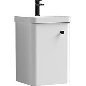 nuie COR1015 Core Modern Bathroom Furniture Bundle-Wall Hung 1 Soft Close Door Vanity Basin Unit & Indented Round Knob Handle, 400mm, Gloss White/Matt Black nuie COR1015 Core Modern Bathroom Furniture Bundle-Wall Hung 1 Soft Close Door Vanity Basin Unit & Indented Round Knob Handle, 400mm, Gloss White/Matt Black