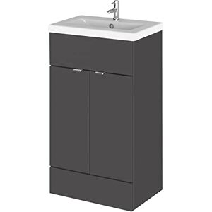 Hudson Reed CBI924A Fusion Modern Bathroom 2 Door Floor Standing Vanity Unit and Full Depth Ceramic Basin, 500mm, Gloss Grey Hudson Reed CBI924A Fusion Modern Bathroom 2 Door Floor Standing Vanity Unit and Full Depth Ceramic Basin, 500mm, Gloss Grey