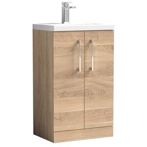 nuie PAL032E Arno Compact Modern Bathroom Floor Standing 2 Soft Close Door Cloakroom Vanity Unit with Ceramic Basin, 500mm, Bleached Oak Woodgrain nuie PAL032E Arno Compact Modern Bathroom Floor Standing 2 Soft Close Door Cloakroom Vanity Unit with Ceramic Basin, 500mm, Bleached Oak Woodgrain