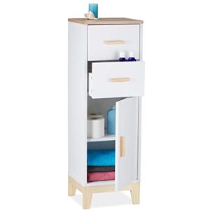 Relaxdays Bathroom Cabinet, 2 Drawers, Door Compartment, HxWxD: 97.5 x 32 x 28 cm, Niches & Hallway, Storage Unit, White, Fibreboard Relaxdays Bathroom Cabinet, 2 Drawers, Door Compartment, HxWxD: 97.5 x 32 x 28 cm, Niches & Hallway, Storage Unit, White, Fibreboard